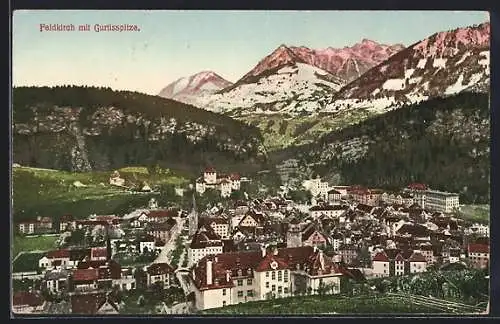 AK Feldkirch, Gesamtansicht mit Gurtisspitze in der Sonne