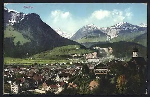 AK Bludenz, Ortsansicht gegen die Berge