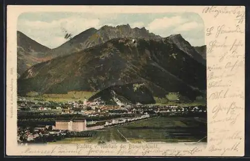 AK Bludenz, Ortsansicht oberhalb der Bürserschlucht