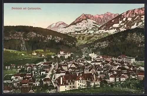 AK Feldkirch, Gesamtansicht mit Gurtisspitze in der Sonne