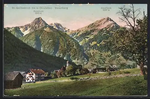 AK St. Gallenkirch, Teilansicht mit Reutehorn und Gweiljoch