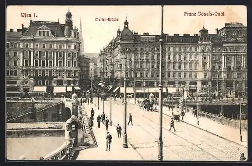 AK Wien, Marienbrücke und Franz Josefs-Quai