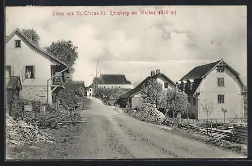 AK St. Corona b. Kirchberg, Ortsansicht mit Kirche