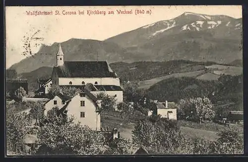 AK St. Corona bei Kirchberg, Ortsansicht mit Wallfahrtskirche