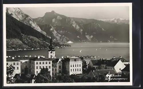 AK Gmunden im Salzkammergut, Ortsansicht gegen Schlafende Griechin