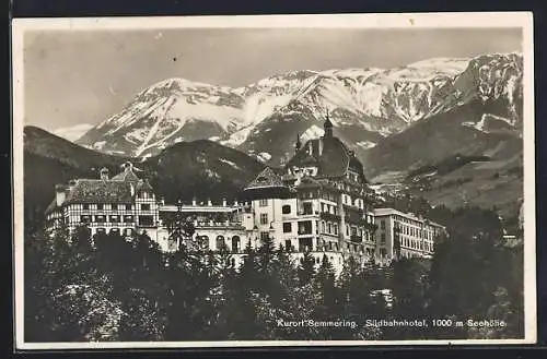 AK Semmering, Südbahnhotel mit Alpen