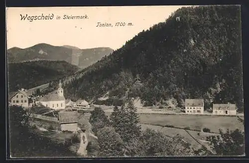 AK Wegscheid, Blick zur Kirche mit Tonion