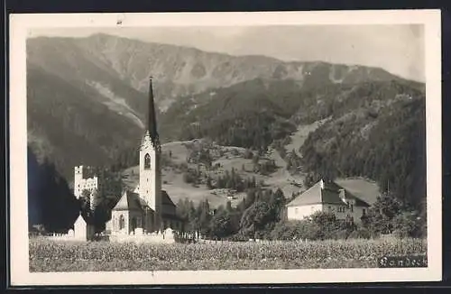 AK Landeck, Ortspartie mit Kirche