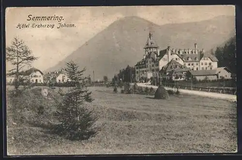 AK Semmering, Hotel Erzherzog Johann mit Strasse u. Umgebung