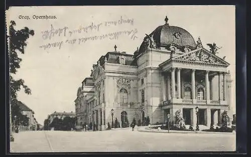 AK Graz, Opernhaus, von der Strasse gesehen