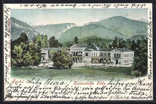 AK Ischl, Kaiserliche Villa mit Bergpanorama