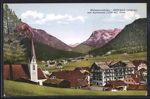 AK Seefeld /Tirol, Teilansicht mit Hotel Post und Karwendel