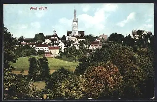 AK Bad Hall, Ortsansicht mit der Kirche