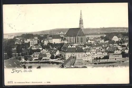 AK Steyr /Ob.-Oe., Blick auf die Kirche