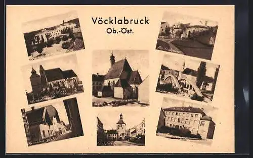 AK Vöcklabruck, Krankenhaus, Gmunder Strasse, Alte Stadtmauer & Stadtplatz