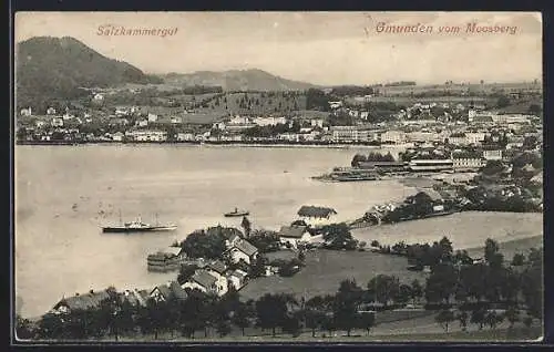 AK Gmunden /Salzkammergut, Ortsansicht vom Moosberg aus