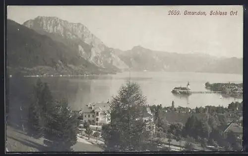 AK Gmunden, Blick aufs Schloss Ort