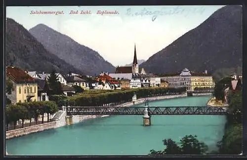 AK Bad Ischl, Panorama mit Esplanade