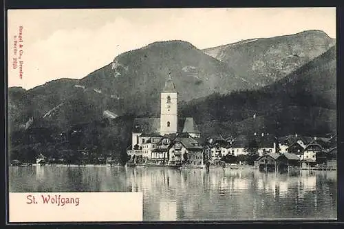 AK St. Wolfgang, Ortsansicht vom Wasser aus