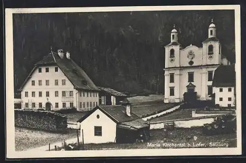 AK Maria Kirchental b. Lofer, Teilansicht mit der Wallfahrtskirche