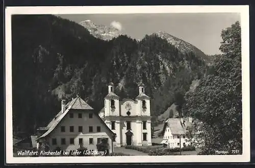 AK Kirchental bei Lofer, Wallfahrtskirche am Bergfuss