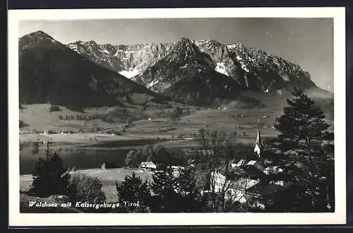 AK Walchsee, Ortsansicht mit Kaisergebirge