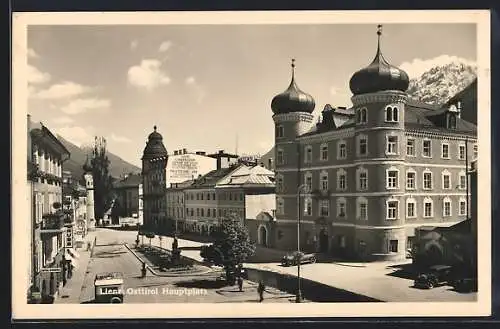 AK Lienz, Ortspartie mit Café Lienzerhof und Hotel