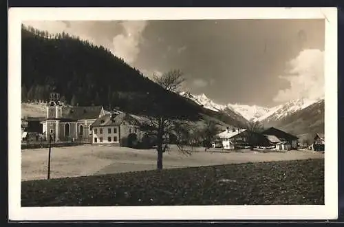 AK Schönberg im Stubaital, Hotel-Pension Jagerhof mit Kirche u. Umgebung