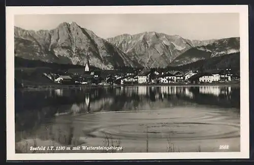 AK Seefeld, Blick über einen See auf die Stadt