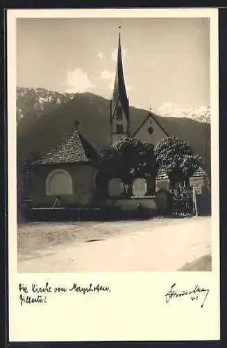 Foto-AK Hans Hruschka Nr. 41: Mayrhofen, Partie an der Kirche