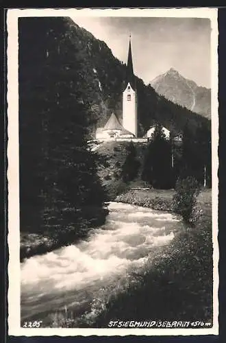 AK St. Sigmund im Sellrain, Strassenpartie zur Kirche