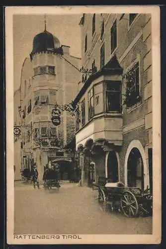 AK Rattenberg, Strassenpartie mit Gasthaus