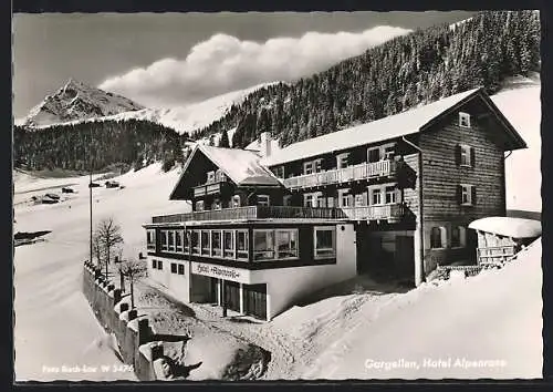 AK Gargellen, Hotel Alpenrose im Schnee