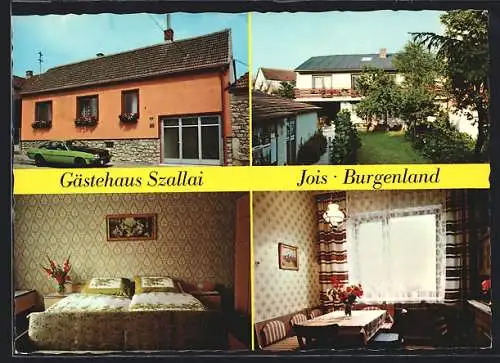 AK Jois /Burgenland, Gästehaus Szallai mit Innenansicht und Garten, Bes. Rosa und Emmerich Szallai, Reitschulgasse 8