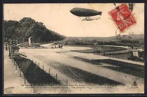 AK Saint-Germain-en-Laye, Perspective du Rond-Point des Roses et de la Terrasse, Zeppelinfahrt