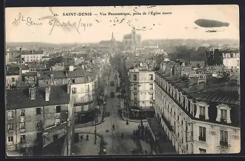 AK Saint-Denis, Vue panoramique, prise de l`église Neuve, Zeppelin