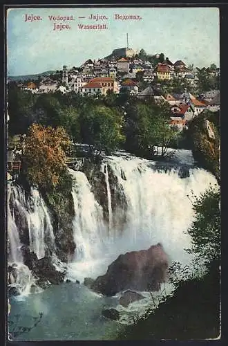 AK Jajce, Panorama mit Wasserfall