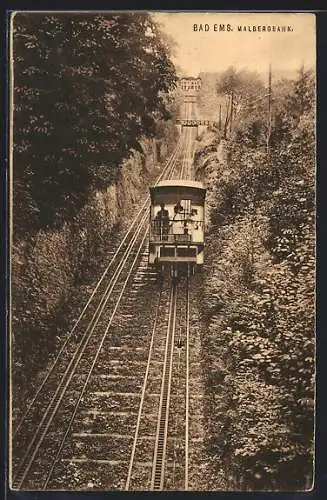 AK Bad Ems, Malbergbahn, Blick bergaufwärts