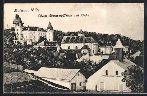 AK Maissau, Schloss Abensperg Traun und Kirche