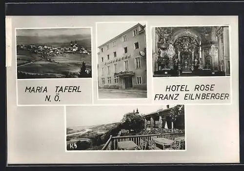 AK Maria Taferl, Hotel Rose v. Franz Eilnberger und Gesamtansicht