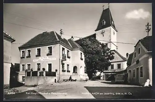 AK Maria Laach am Jauerling, Karl Ringl`s Gasthof und Fleischhauerei