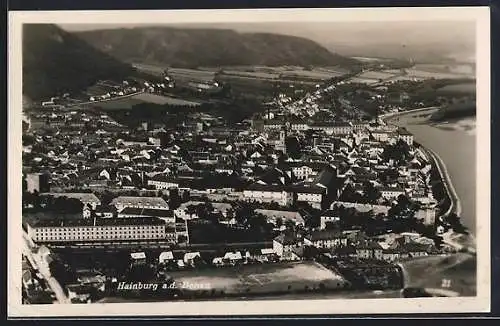 AK Hainburg a. d. Donau, Teilansicht aus der Vogelschau