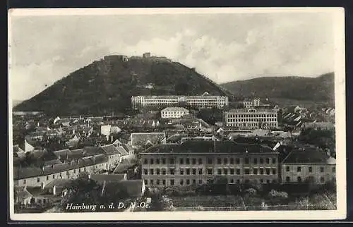 AK Hainburg a. d. Donau, Teilansicht mit Burg