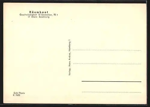 AK Räumboot der Kriegsmarine in voller Fahrt