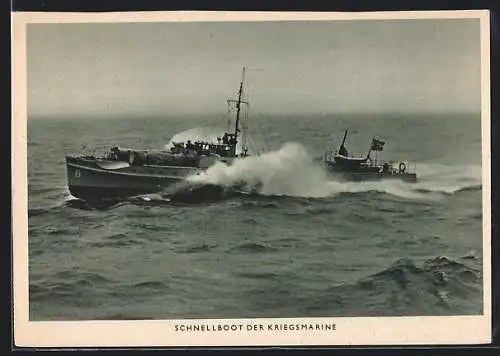 AK Schnellboot der Kriegsmarine in voller Fahrt