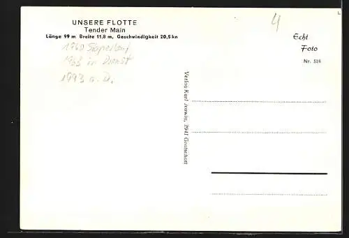 AK Tender Main der Bundesmarine in Fahrt