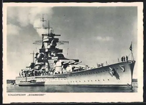 AK Schlachtschiff Scharnhorst heizt die Kessel an