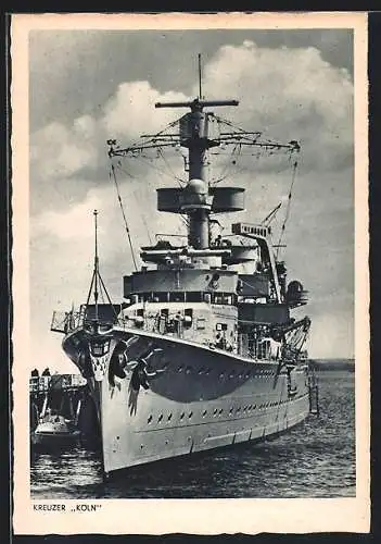 AK Kreuzer Köln im Hafen, Kriegsmarine