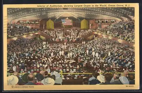 AK Ocean Grove, NJ, Interior of Auditorium, showing largest Organ in the World