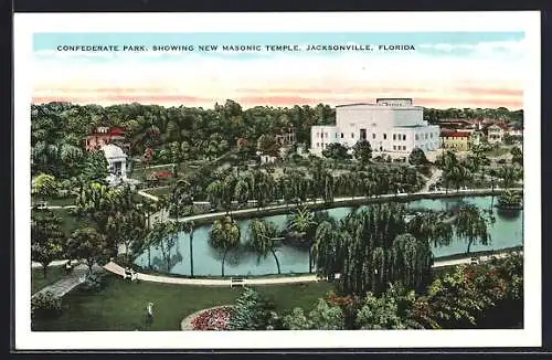 AK Jacksonville, FL, Confederate Park, showing New Masonic Temple